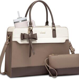 Laptop Tote Bag for Women,Leather Work Bag, Waterproof Business Teacher Bag,Larg